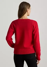 Petite Intarsia-Knit Foxhound Cotton Sweater