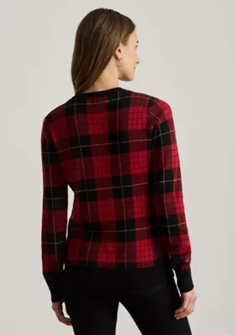 Petite Plaid Cotton-Blend Sweater
