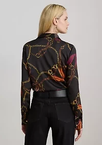Petite Classic Fit Belting-Print Satin Shirt