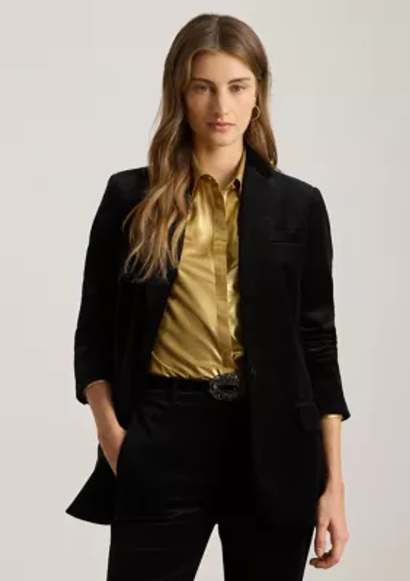 Petite Stretch Velvet Blazer