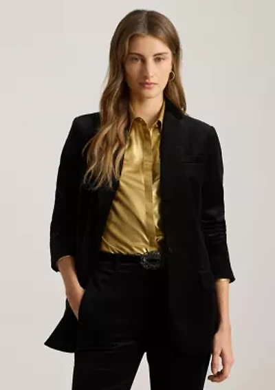 Petite Stretch Velvet Blazer