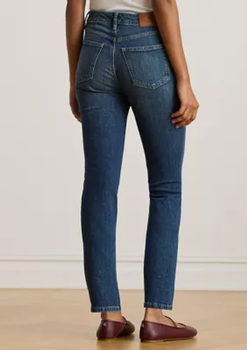 Petite High-Rise Straight Ankle Jeans
