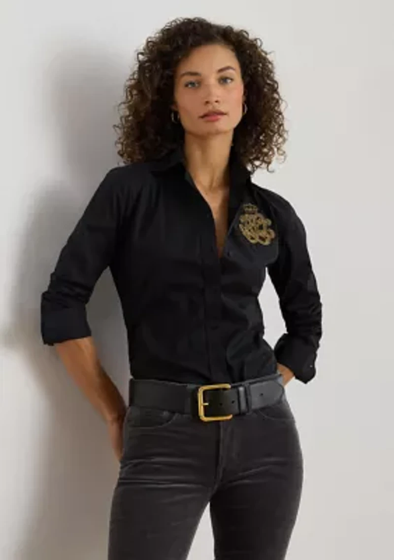 Petite Classic Fit Logo Cotton-Blend Shirt