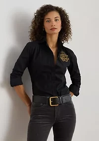 Petite Classic Fit Logo Cotton-Blend Shirt