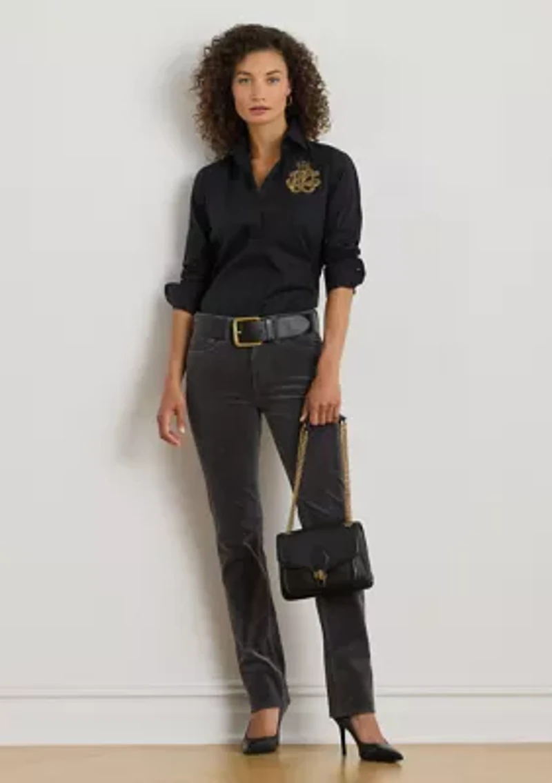 Petite Classic Fit Logo Cotton-Blend Shirt