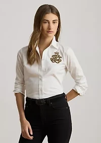 Petite Classic Fit Logo Cotton-Blend Shirt