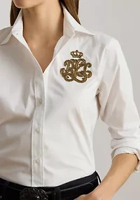 Petite Classic Fit Logo Cotton-Blend Shirt