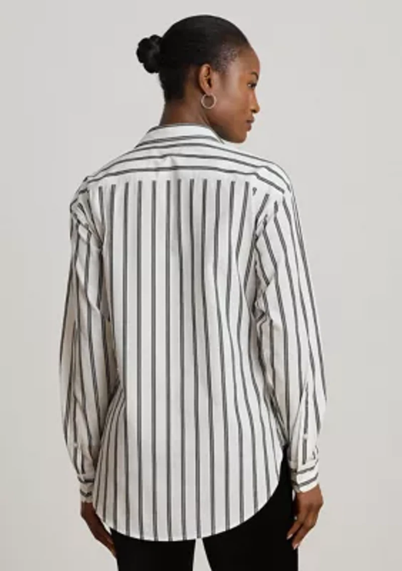 Petite Relaxed Fit Striped Cotton Shirt