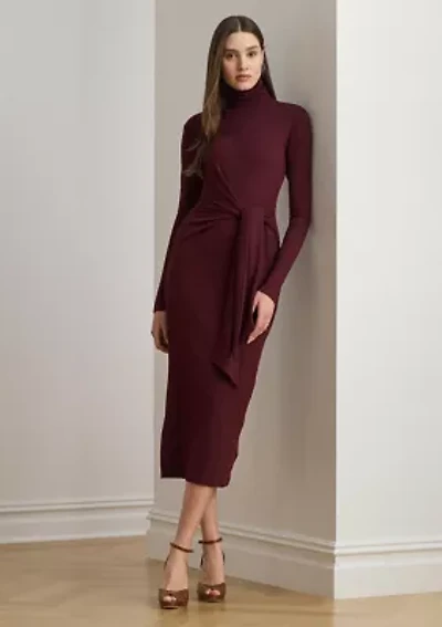 Petite Tie-Front Turtleneck Dress
