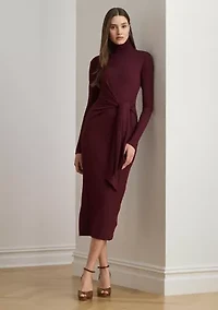 Petite Tie-Front Turtleneck Dress