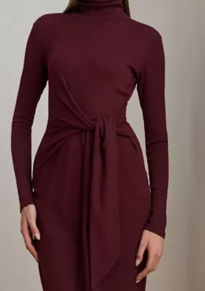 Petite Tie-Front Turtleneck Dress