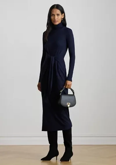 Petite Tie-Front Turtleneck Dress