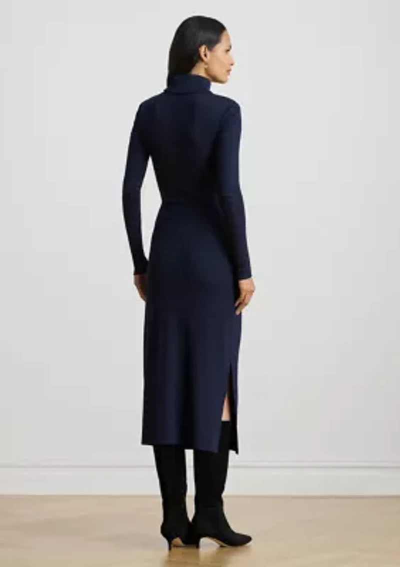 Petite Tie-Front Turtleneck Dress