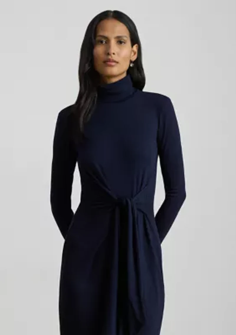 Petite Tie-Front Turtleneck Dress