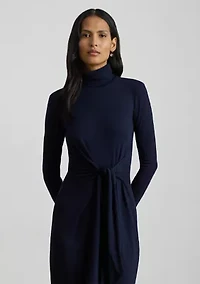 Petite Tie-Front Turtleneck Dress