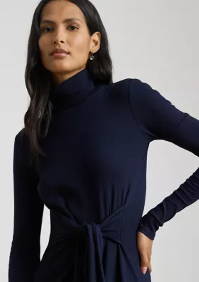 Petite Tie-Front Turtleneck Dress