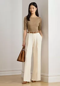 Petite Geo-Print Stretch Cotton Boatneck Tee