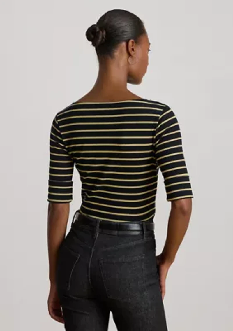 Petite Metallic Striped Boatneck Top