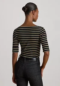 Petite Metallic Striped Boatneck Top