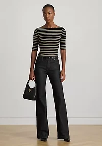 Petite Metallic Striped Boatneck Top