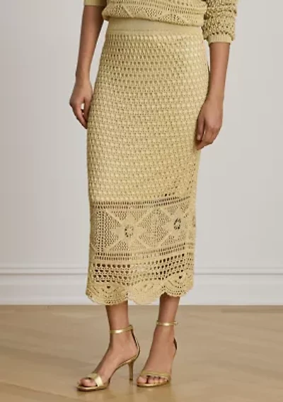 Petite Pointelle-Knit Linen-Blend Midi Skirt