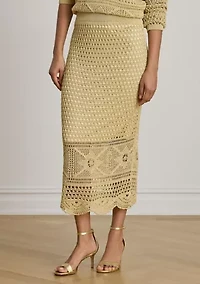 Petite Pointelle-Knit Linen-Blend Midi Skirt