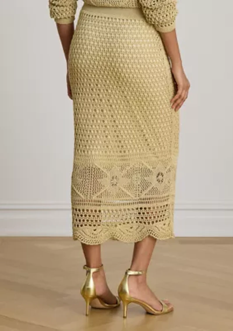 Petite Pointelle-Knit Linen-Blend Midi Skirt