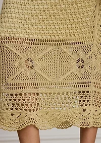 Petite Pointelle-Knit Linen-Blend Midi Skirt