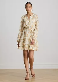 Petite Floral Ruffle-Trim Tiered Dress