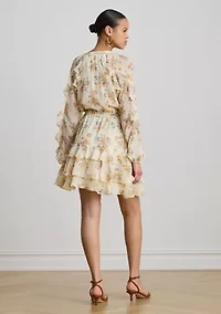 Petite Floral Ruffle-Trim Tiered Dress