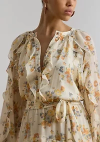 Petite Floral Ruffle-Trim Tiered Dress