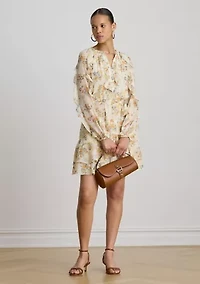 Petite Floral Ruffle-Trim Tiered Dress