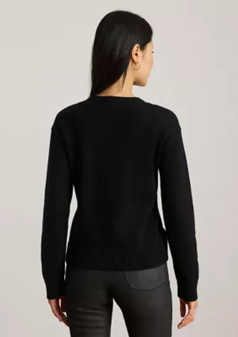 Petite Color-Blocked Crest Cotton Sweater