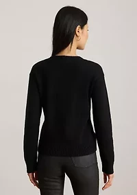 Petite Color-Blocked Crest Cotton Sweater