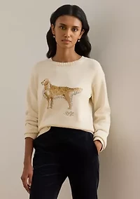 Petite Intarsia-Knit Golden Retriever Sweater