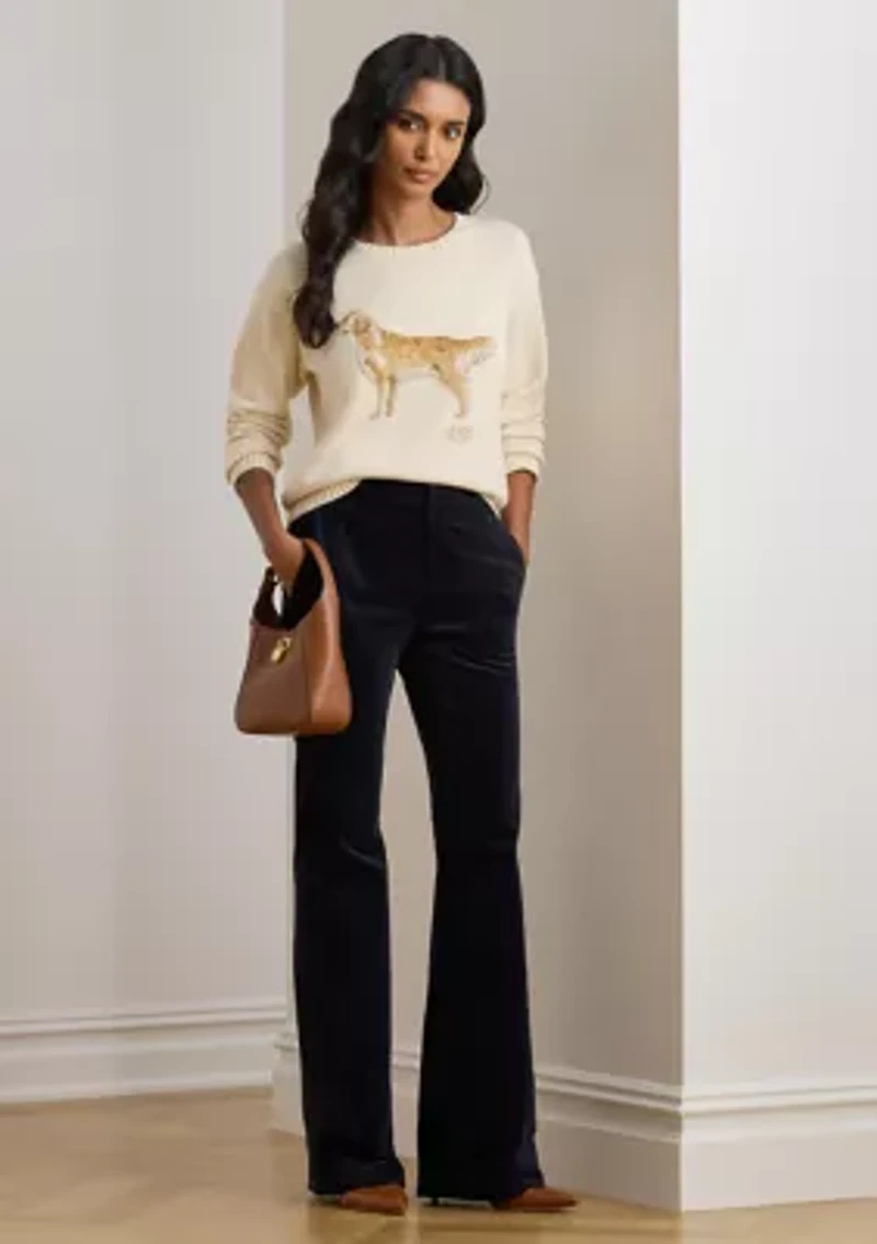 Petite Intarsia-Knit Golden Retriever Sweater