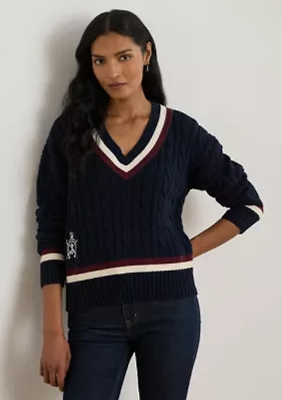 Petite Cable-Knit Cotton Cricket Sweater