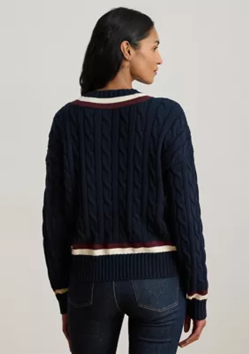 Petite Cable-Knit Cotton Cricket Sweater