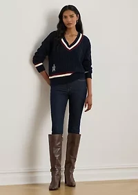 Petite Cable-Knit Cotton Cricket Sweater