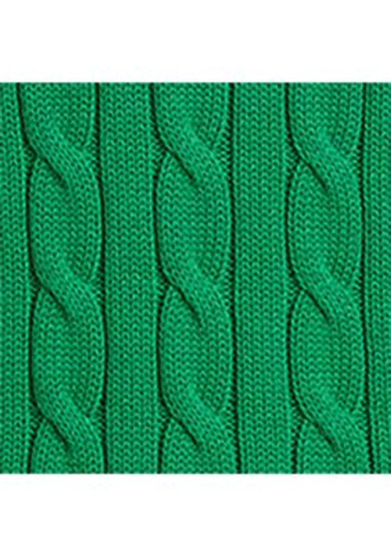 Petite Embroidered-Crest Cable-Knit Sweater