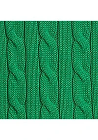 Petite Embroidered-Crest Cable-Knit Sweater