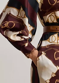 Petite Equestrian-Print Twill Midi Shirtdress