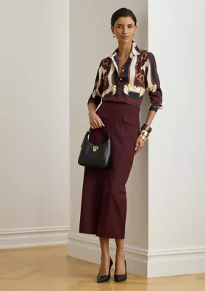 Petite Classic Fit Equestrian-Print Twill Shirt