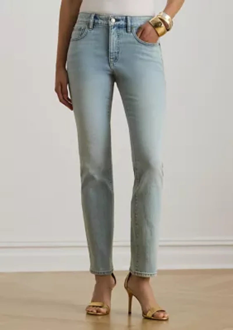Petite Mid-Rise Straight Ankle Jeans