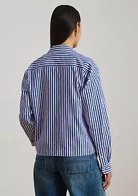 Petite Striped Cotton Broadcloth Cropped Shirt
