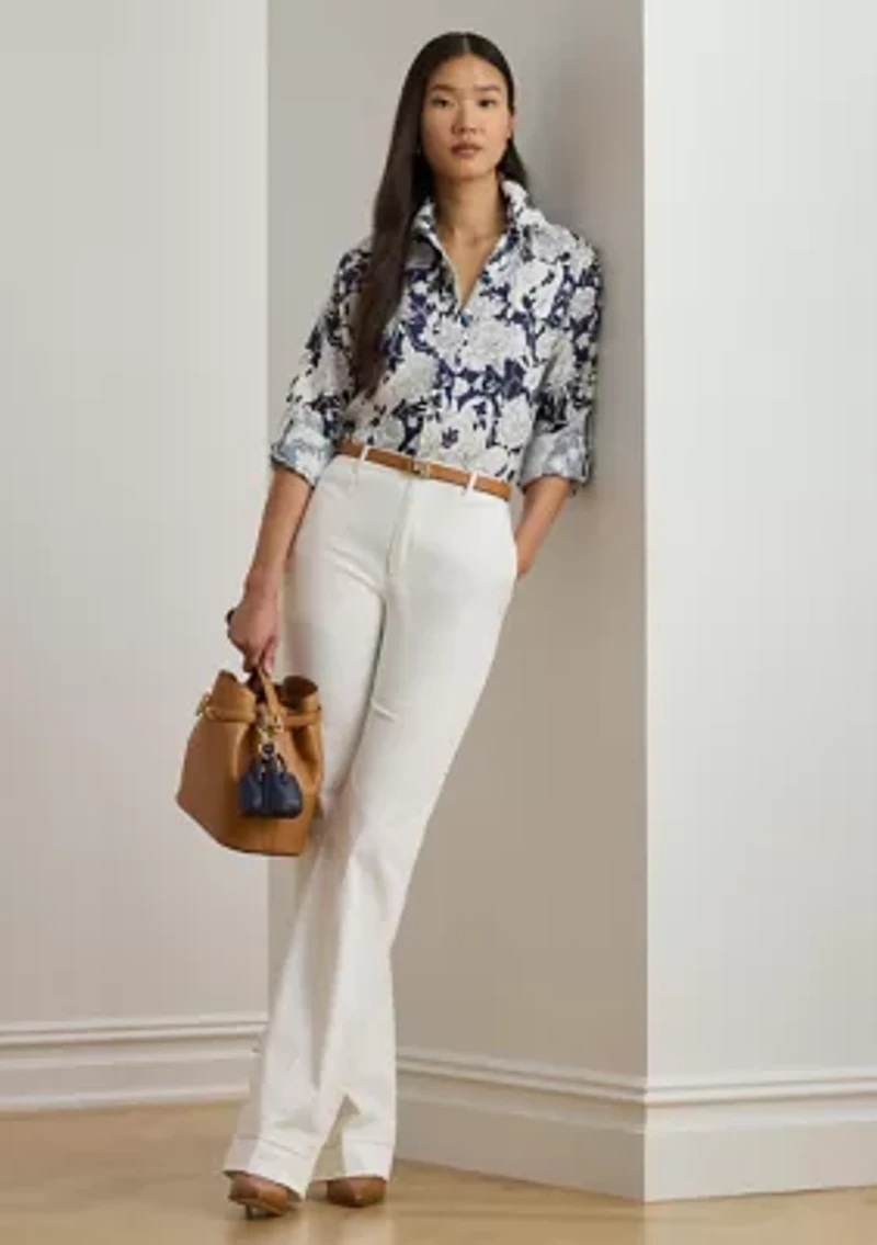 Petite Relaxed Fit Floral Linen Shirt