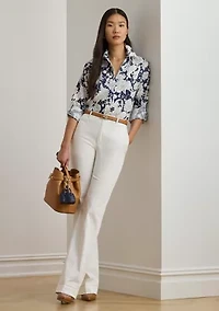 Petite Relaxed Fit Floral Linen Shirt