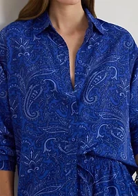 Petite Relaxed Fit Paisley Crepe Shirt