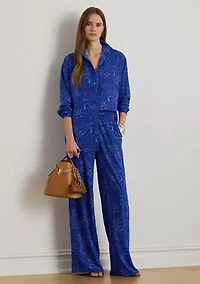 Petite Relaxed Fit Paisley Crepe Shirt