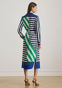 Petite Striped Crepe Shirtdress